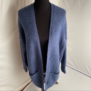 SuperDry Eastern Rib blue longline open cardigan